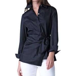 NEW HABITAT perfect travel side tie shirt in black